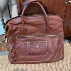 Knomo Alice Laptop bag tan brown leather gold hardware NWT